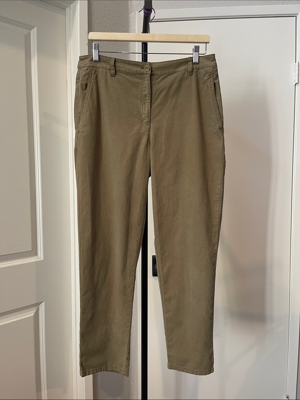 Eileen Fisher Olive Khaki Straight-Leg Chinos